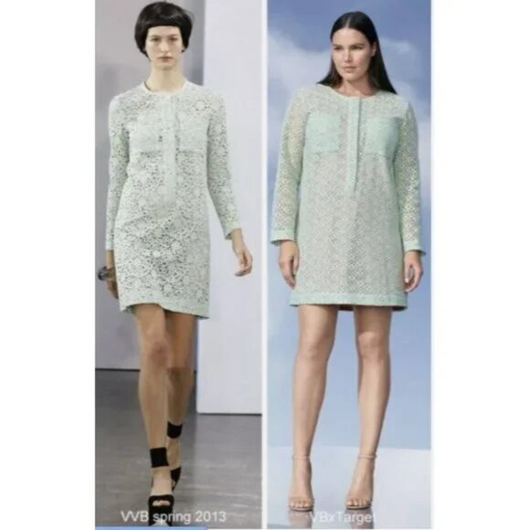 Victoria Beckham NWOT Mint Green Lace Long Sleeve Dress - Picture 2 of 10